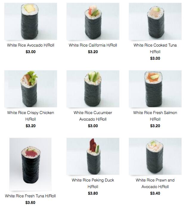 Sushi Sushi menu