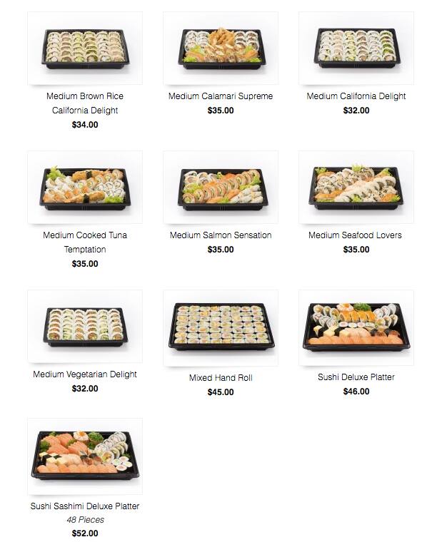 Sushi Sushi menu
