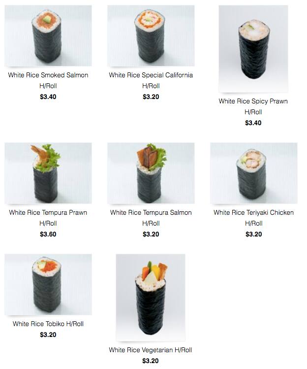 Sushi Sushi menu
