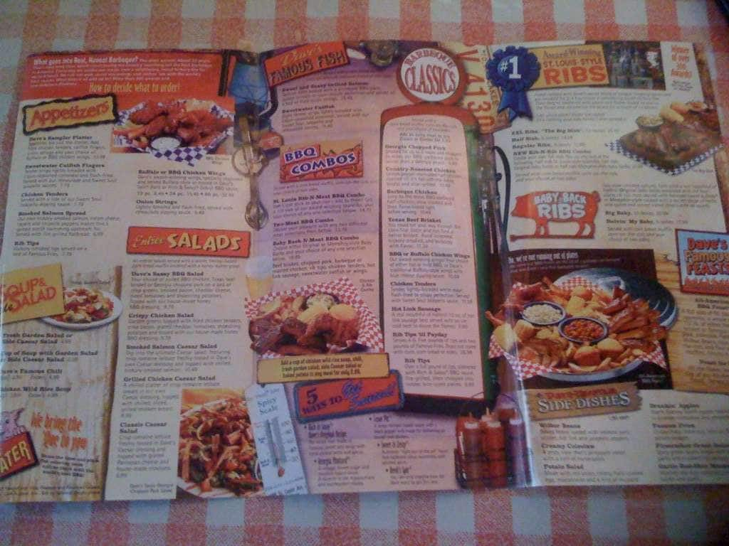 Famous Dave's a Detroit: Foto del Menu con Prezzi - Urbanspoon/Zomato