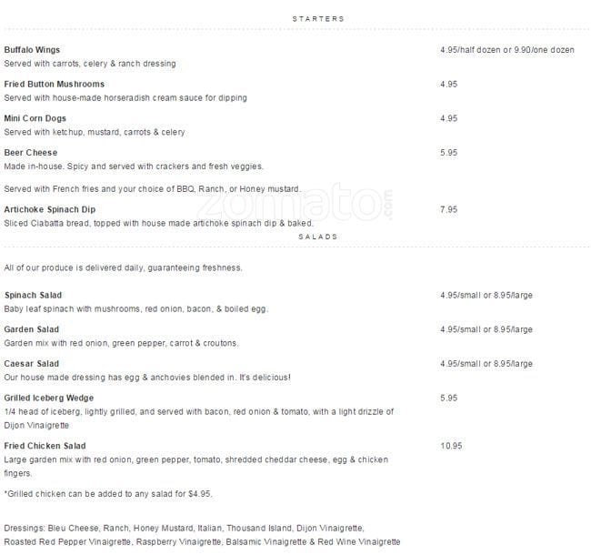 The Grey Goose Menu, Menu for The Grey Goose, Midway, Lexington