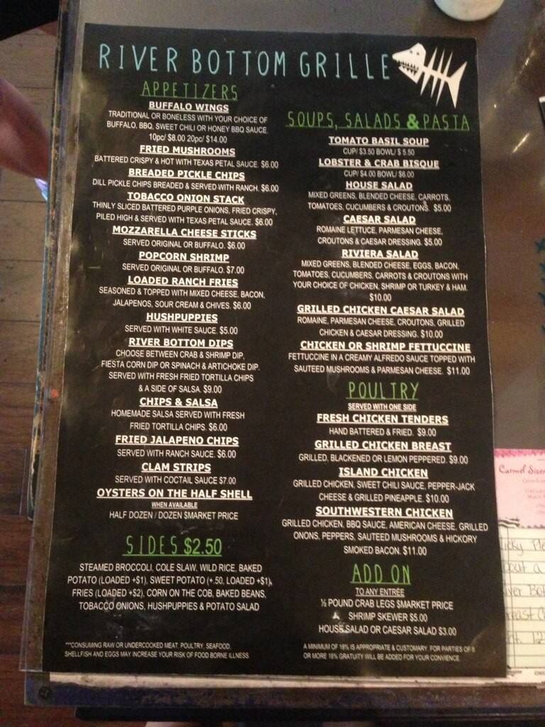 River Bottom Grille Menu, Menu for River Bottom Grille, Florence
