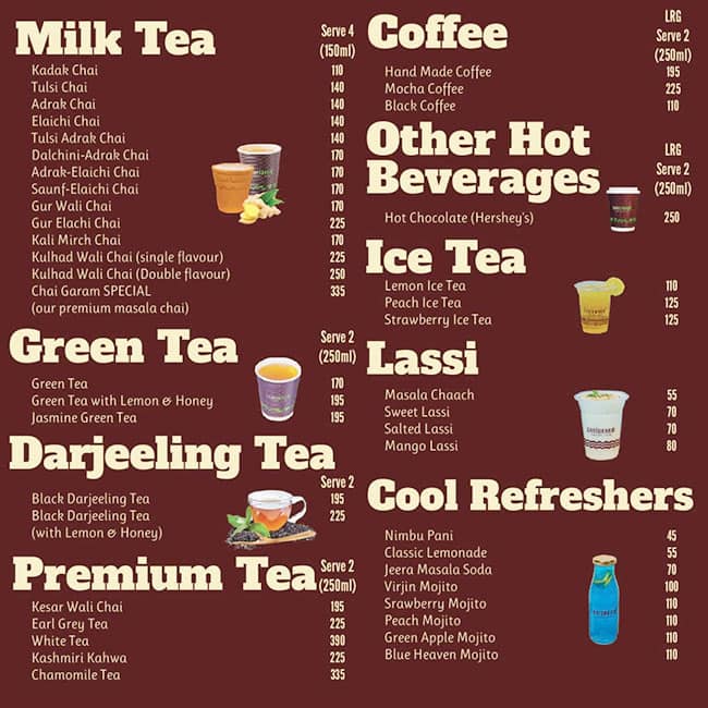 Menu of Chai Garam Cafe, Sector 62, Noida