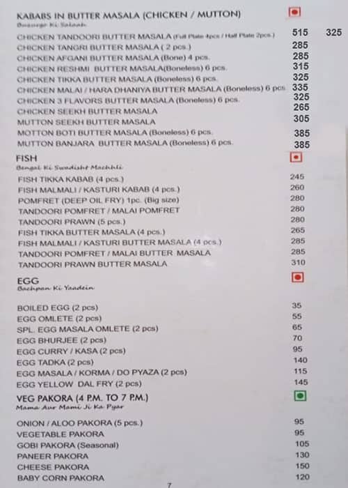 Azad Hind Dhaba menu