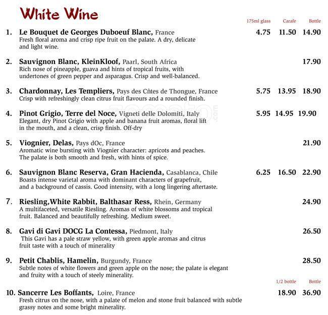 Menu at Fig & Olive restaurant, London, 151 Upper St