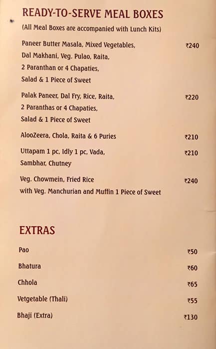 Surya Mahal Restaurant menu
