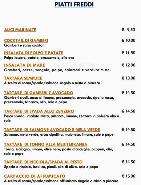 Menu di Pescheria Virgilio 