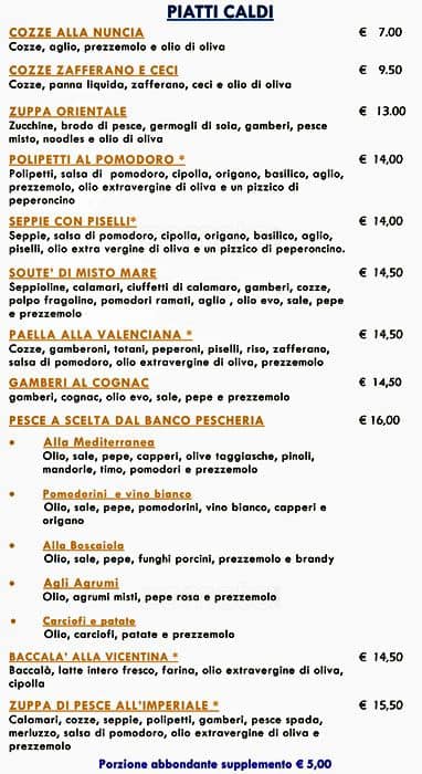 Menu di Pescheria Virgilio 