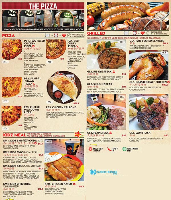 DC Comics Super Heroes Cafe - Takashimaya メニュー