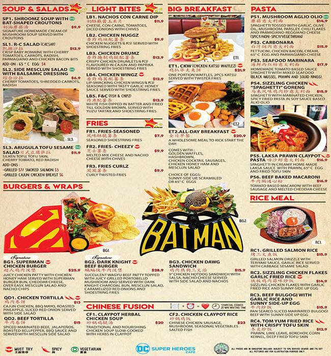DC Comics Super Heroes Cafe - Takashimaya メニュー