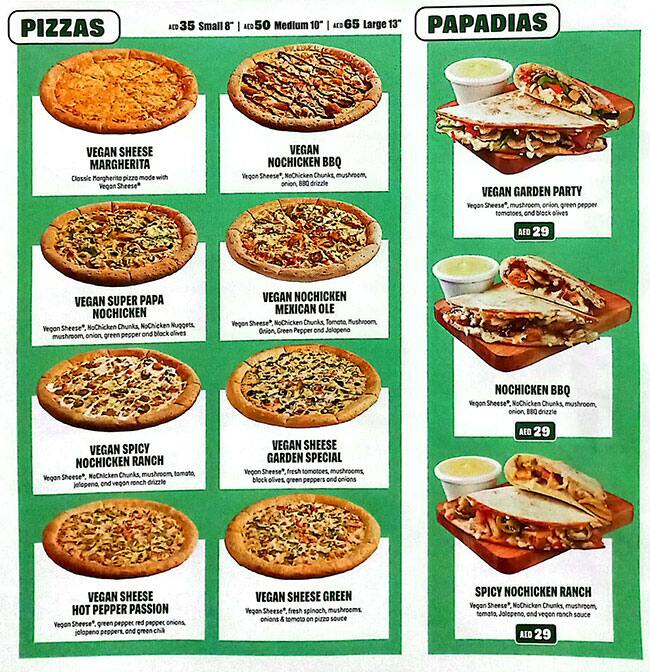 Menu of Papa Johns Pizza, Meshairef, Ajman