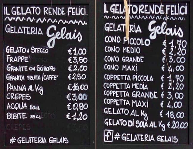 Menu di Gelais 