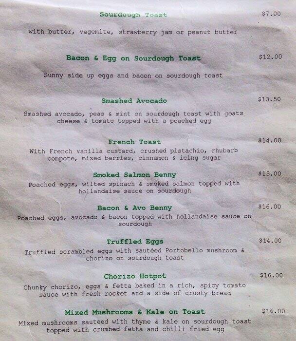 Paper Plane Cafe Menu, Menu for Paper Plane Cafe, Parramatta, Sydney