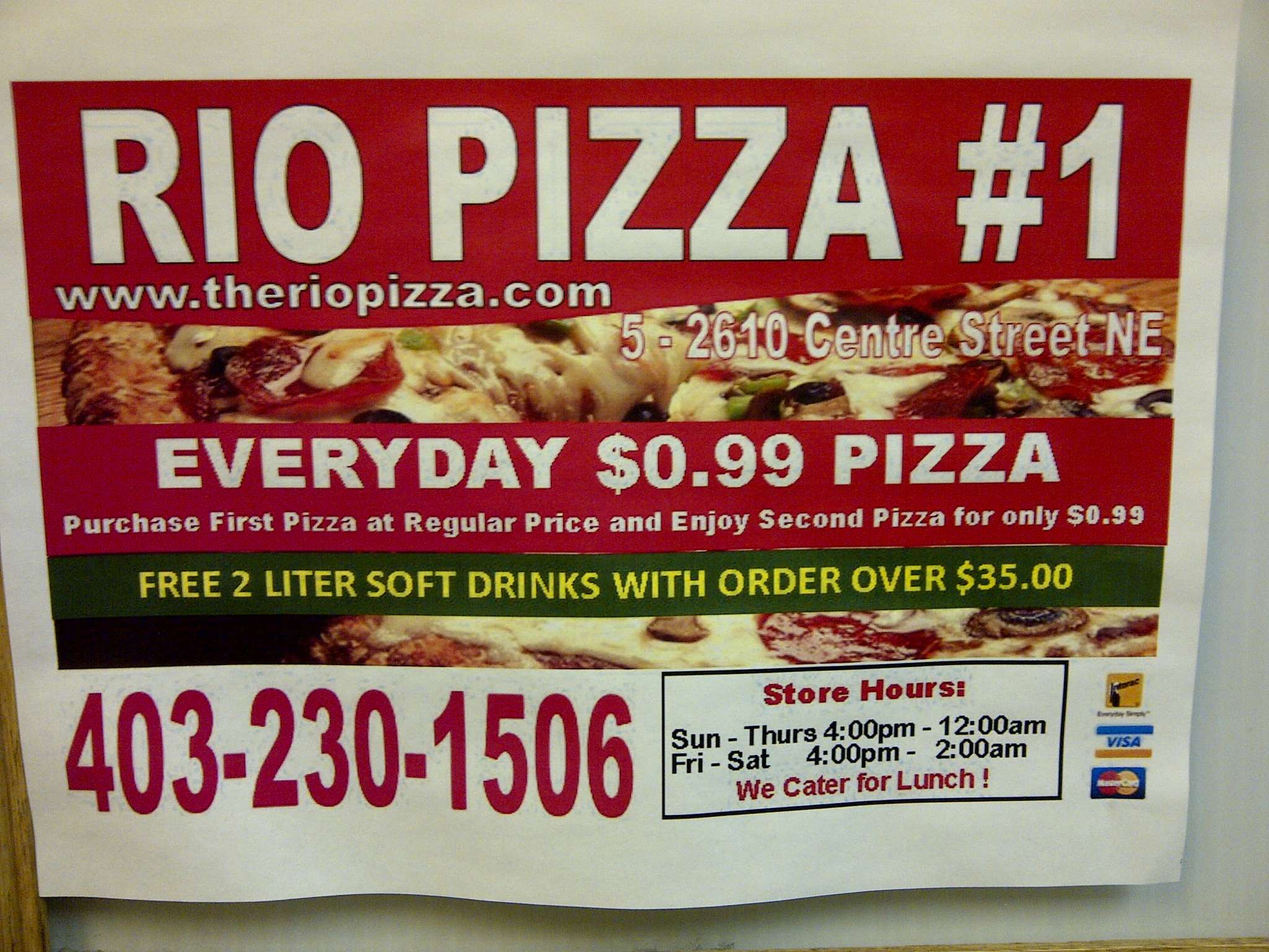 Rio Pizza Menu Menu For Rio Pizza Centre St N Calgary