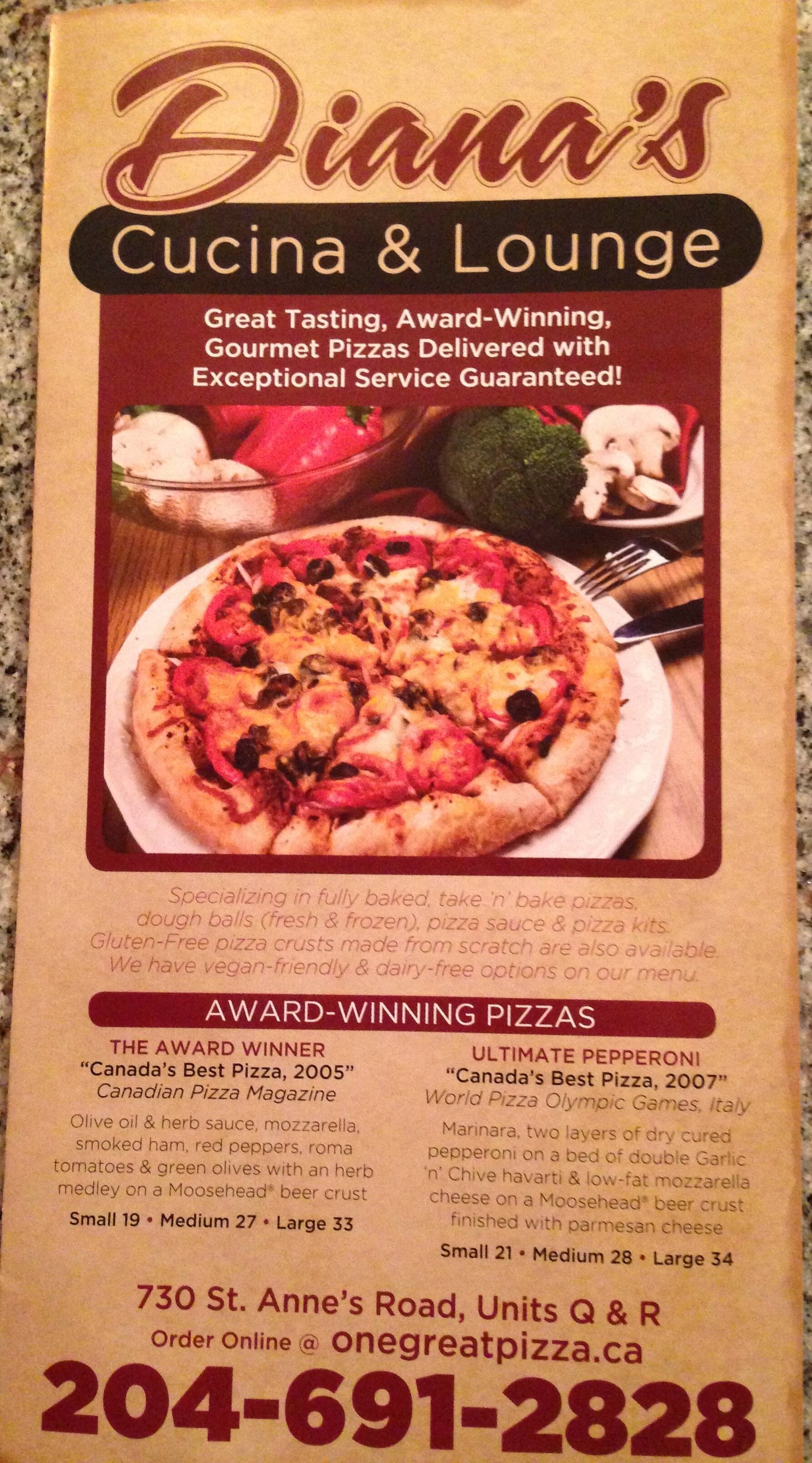 Diana's Pizza & Grille Hamilton Menu at Edwin Francis blog