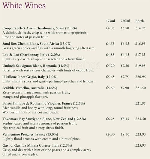 Menu at The Derby Arms pub & bar, Epsom