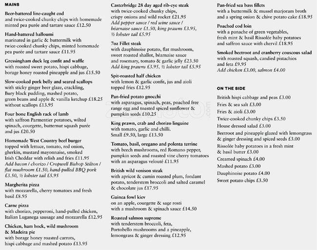 Menu at The Derby Arms pub & bar, Epsom