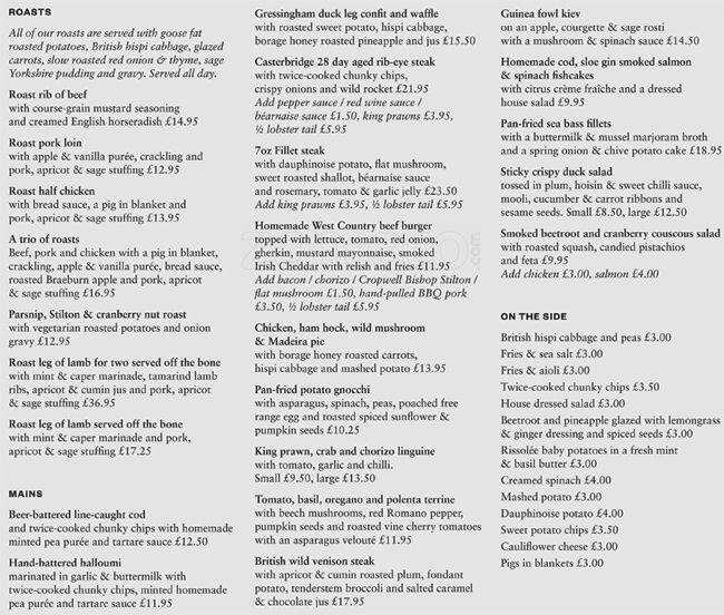 Menu at The Derby Arms pub & bar, Epsom