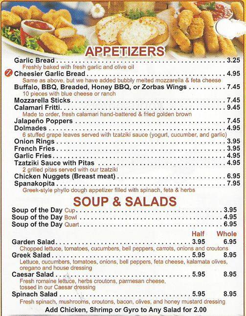 Zorba's Pizza & Pasta Menu Urbanspoon/Zomato
