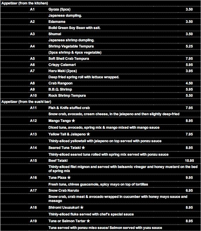 Fish & Knife Menu, Menu for Fish & Knife, Roanoke, Roanoke