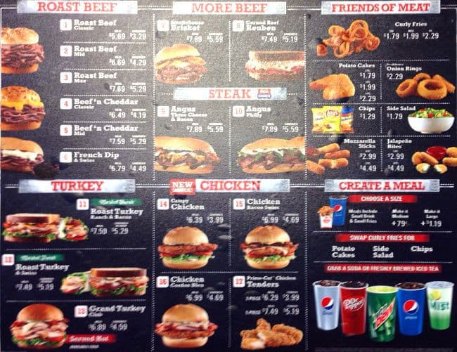 Arbys Menu Prices The Arbys Menu 2018 Induced Info