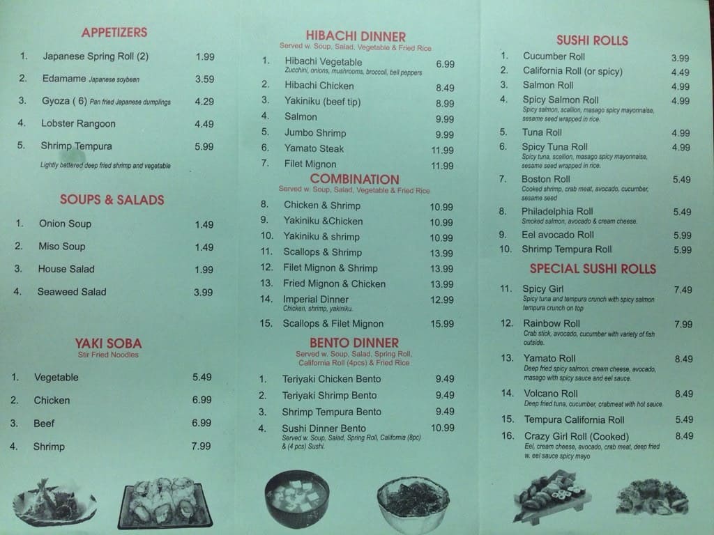 Menu at Yamato desserts, Glasgow