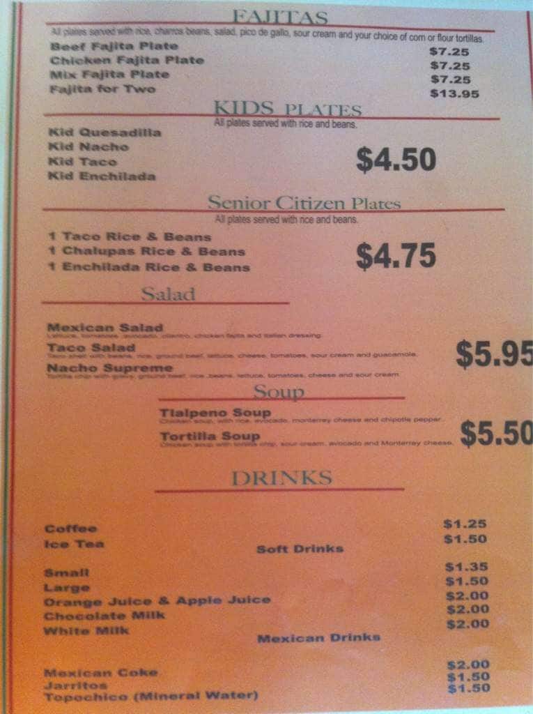 Menu at Montes Breakfast Burritos restaurant, Granbury