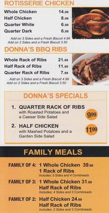 Donna's RibRoost Menu, Menu for Donna's RibRoost, Williamsburg, New ...