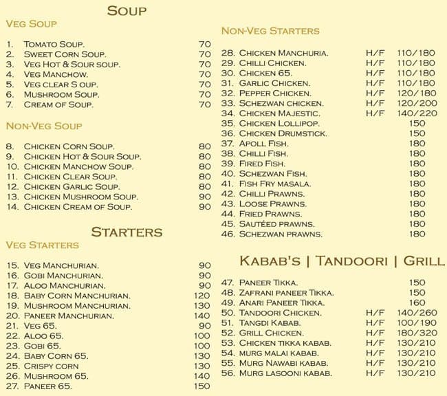 Golden Kitchen Menu Menu For Golden Kitchen Madhapur Hyderabad