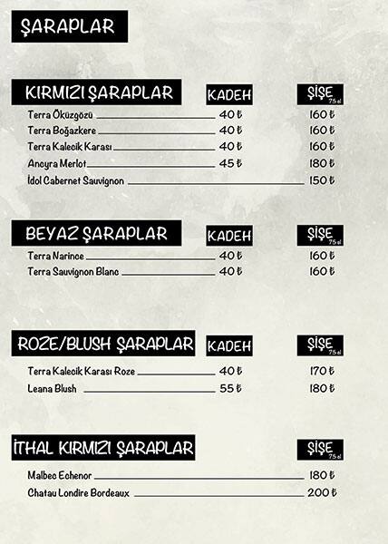 Menu at The doors, Istanbul, Ebuzziya Cd. No:74