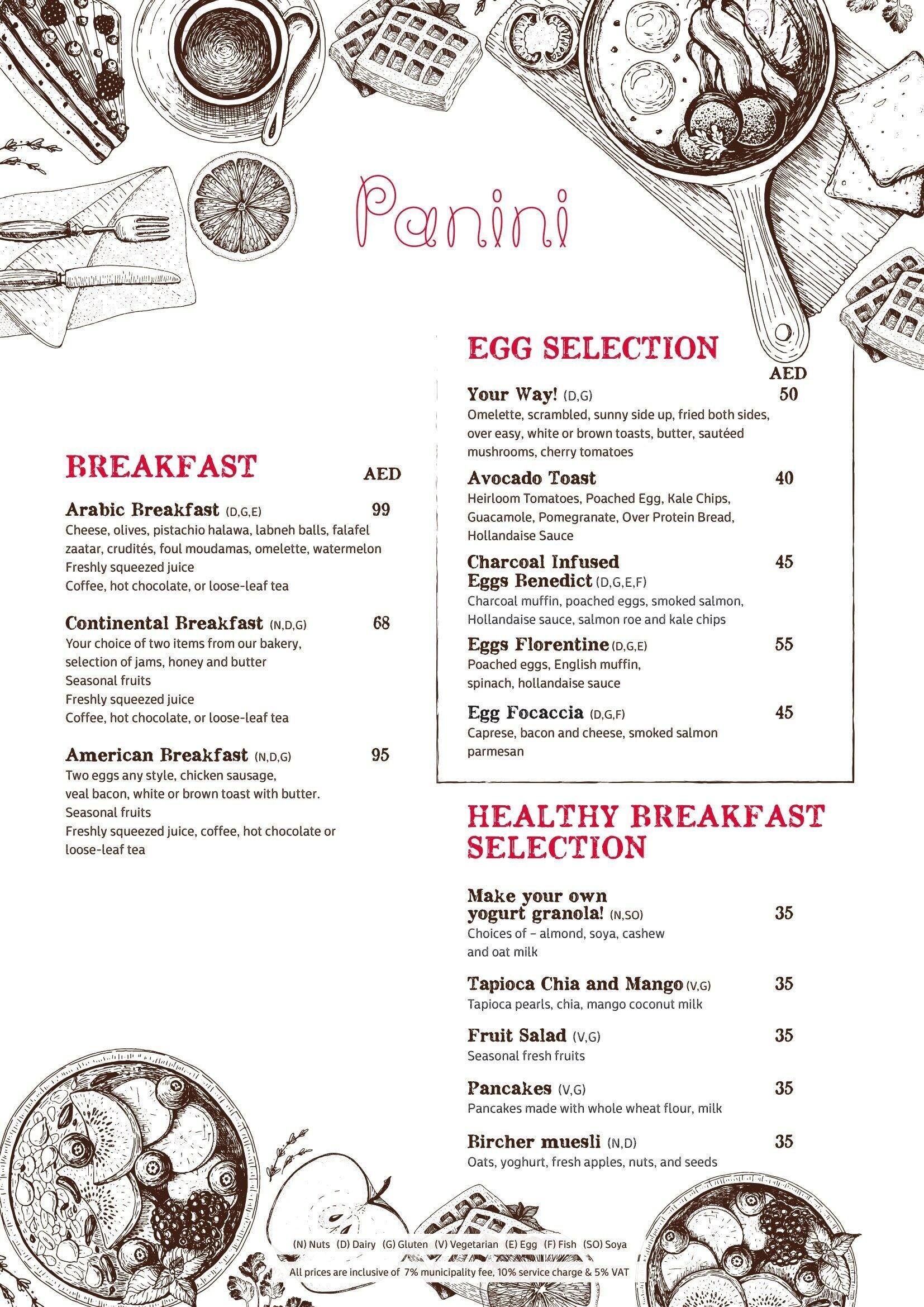 Panini cafe deals menu