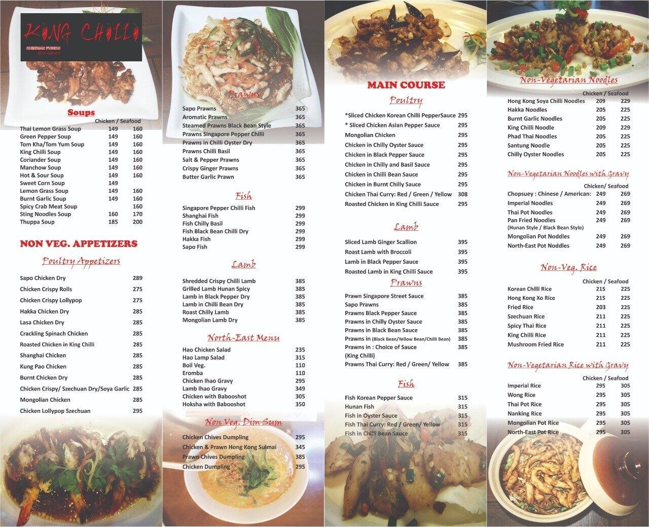 Menu at King Chilli, Mumbai, 2, Koteshwar Palace, Jiva Mahale Marg