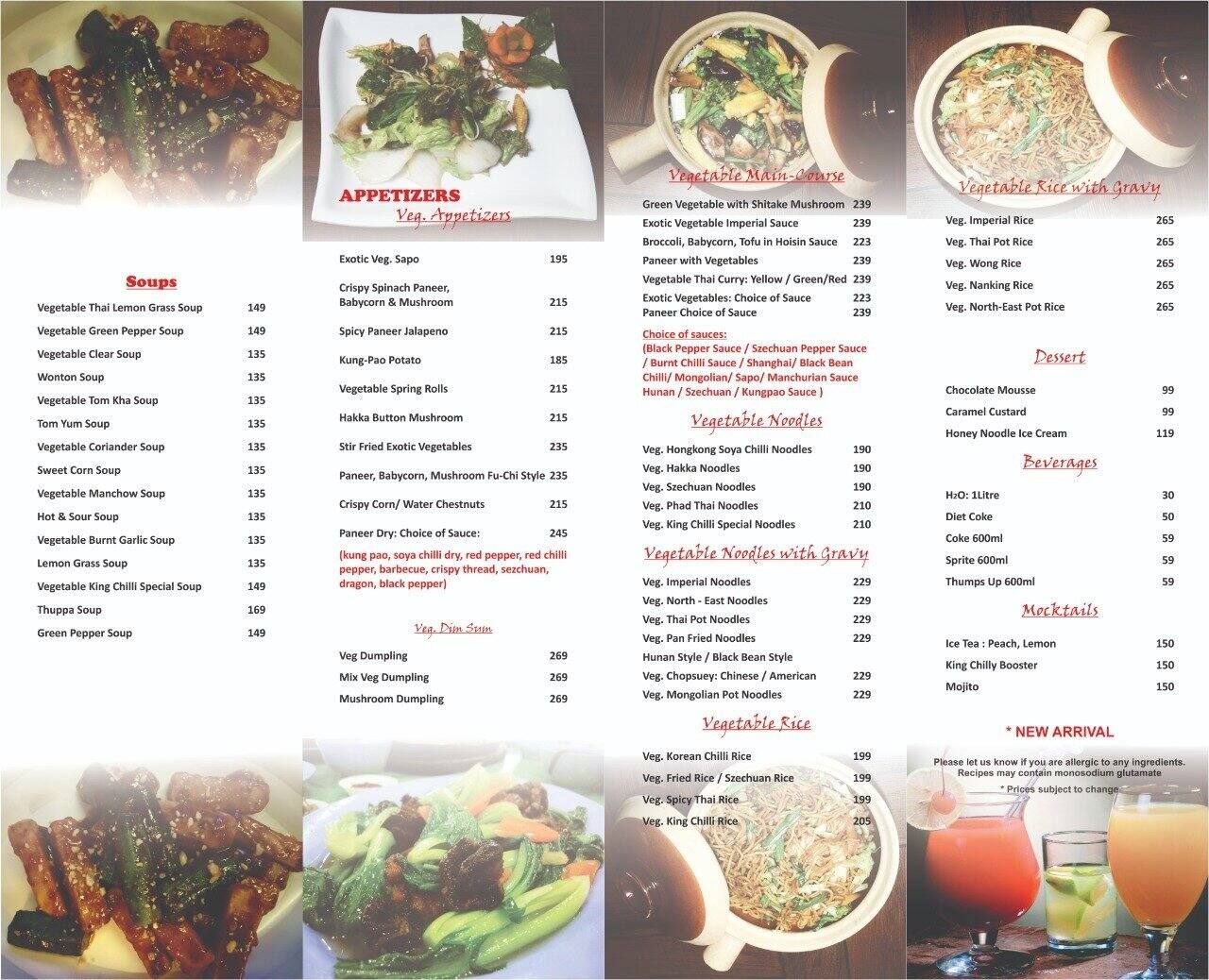 Menu at King Chilli, Mumbai, 2, Koteshwar Palace, Jiva Mahale Marg