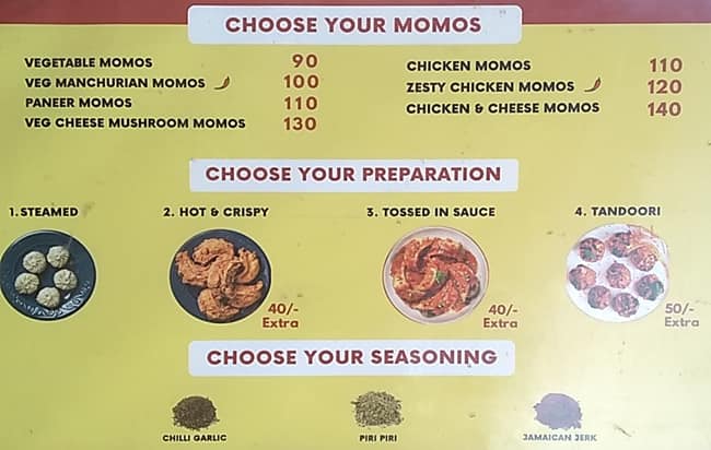 Zomoz - The Momo Company menu