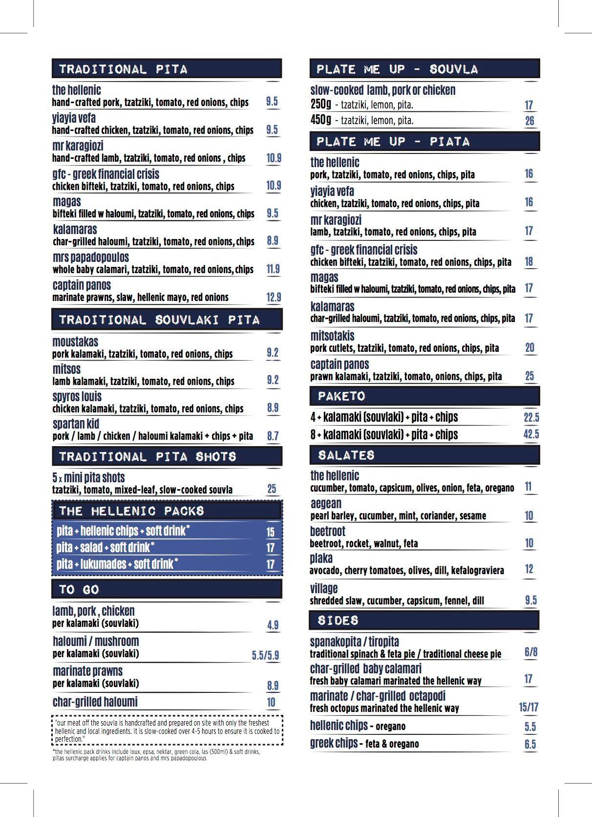 The Hellenic a Sydney Foto del Menu con Prezzi Urbanspoon/Zomato