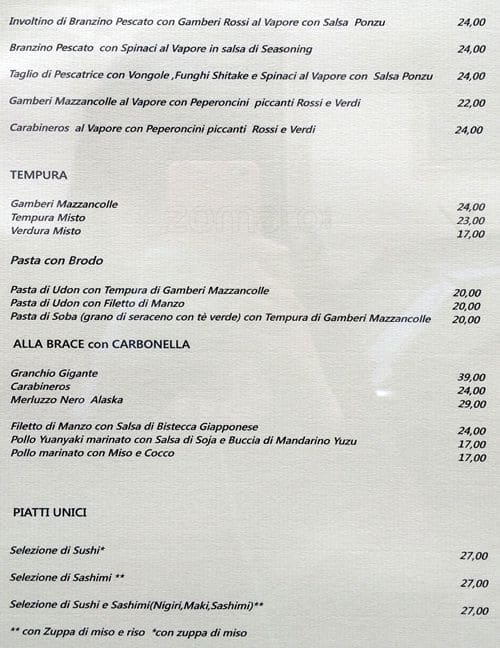 Menu di Yoshinobu 
