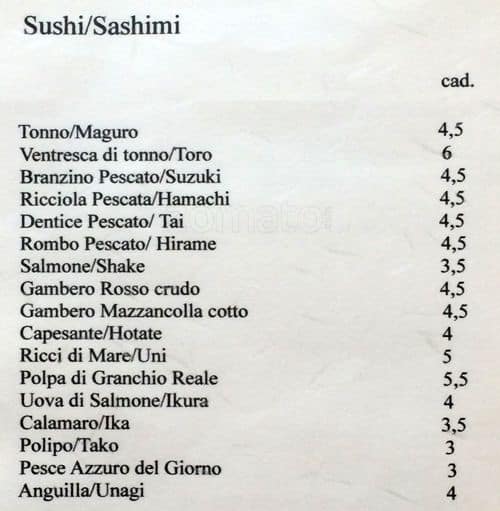 Menu di Yoshinobu 