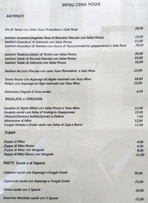 Menu di Yoshinobu 