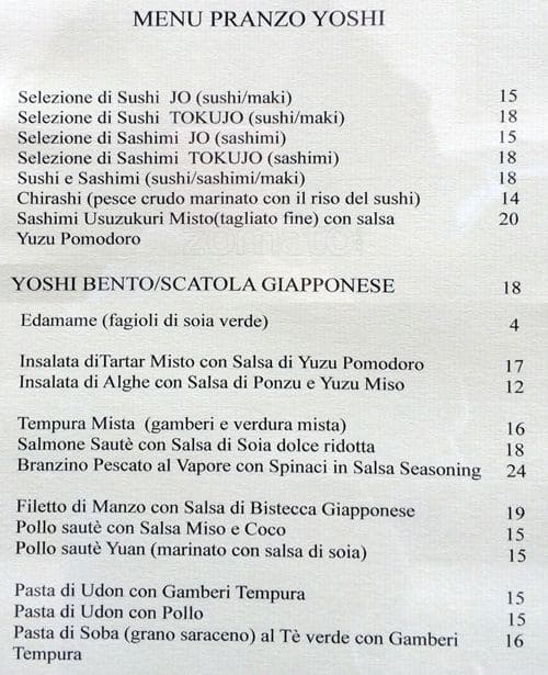 Menu di Yoshinobu 