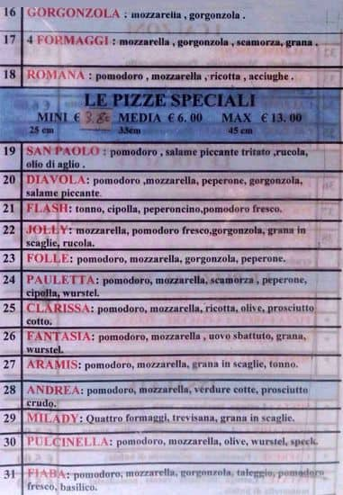 Menu di Pizzeria San Paolo Magdy 