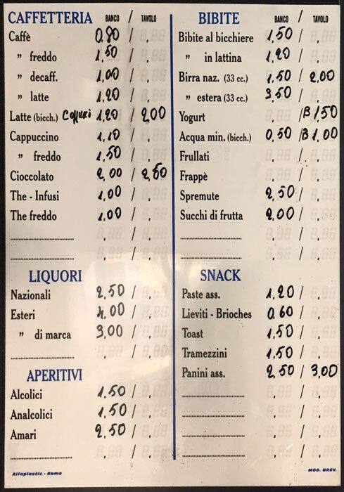 Menu di Bar Mozart 