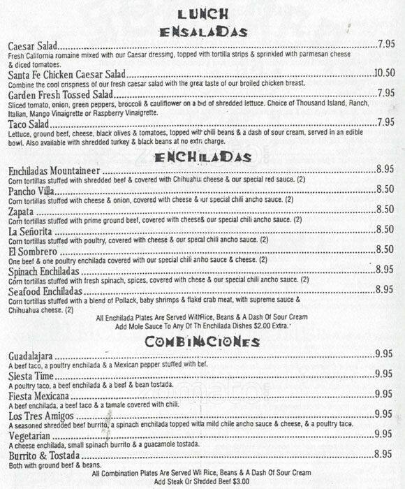 El Sombrero Menu, Menu for El Sombrero, Elk Grove Village, Chicago ...