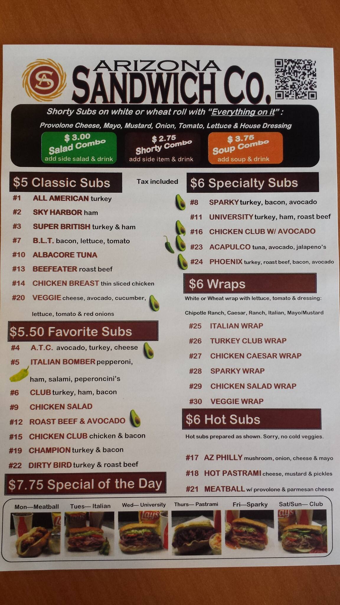 Arizona Sandwich Company Menu, Menu for Arizona Sandwich Company
