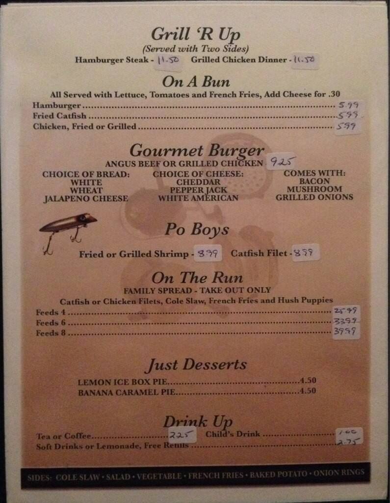 Menu at Catfish Cabin restaurant, Monroe, Louisville Ave