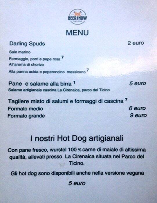 Menu di BeerShow 