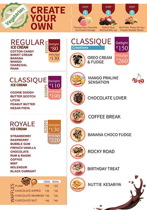 The Cream & Fudge Factory menu