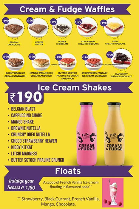 The Cream & Fudge Factory menu