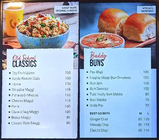 Chai point clearance menu