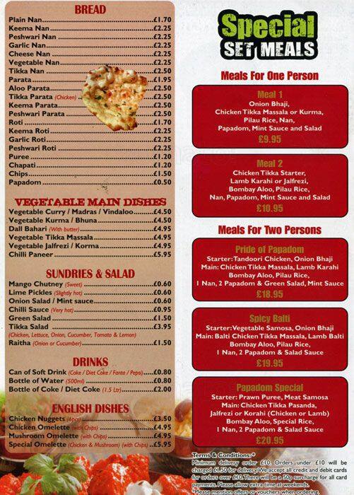 Papadom menu