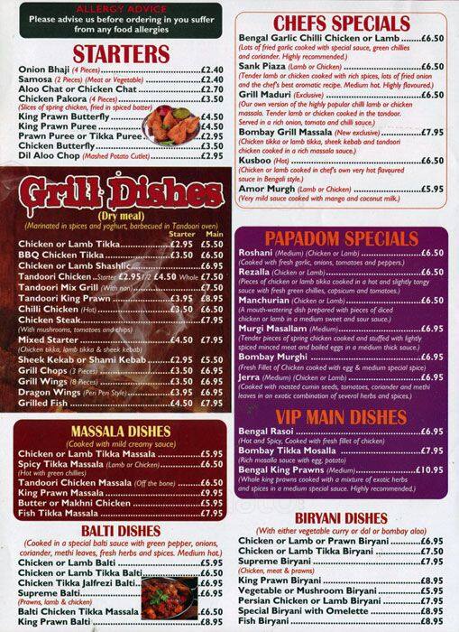 Papadom menu